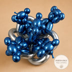 Electric Blue Chrome Teddy Bear Balloon Bouquet