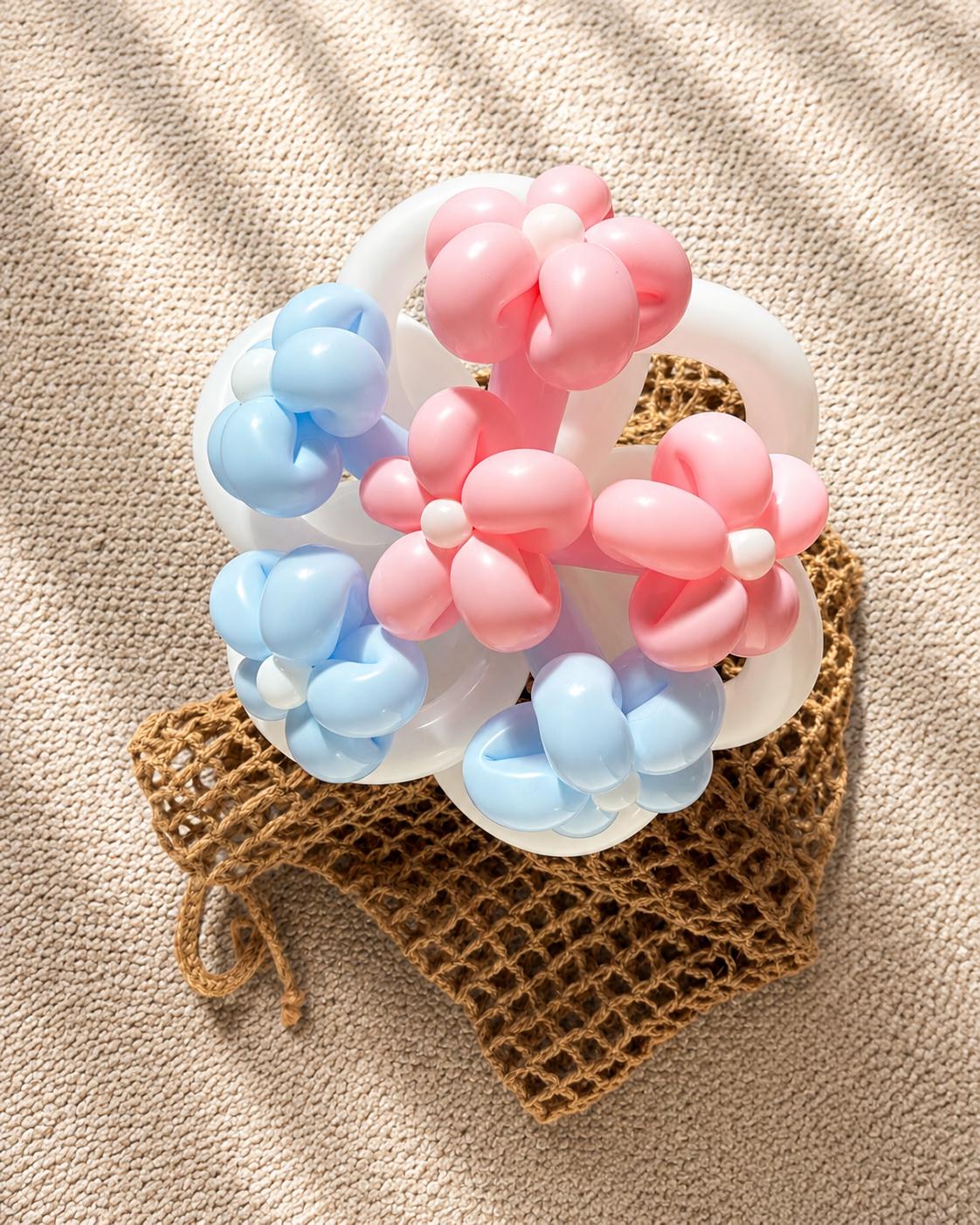 Pink & Blue Daisy Balloon Flower Bouquet