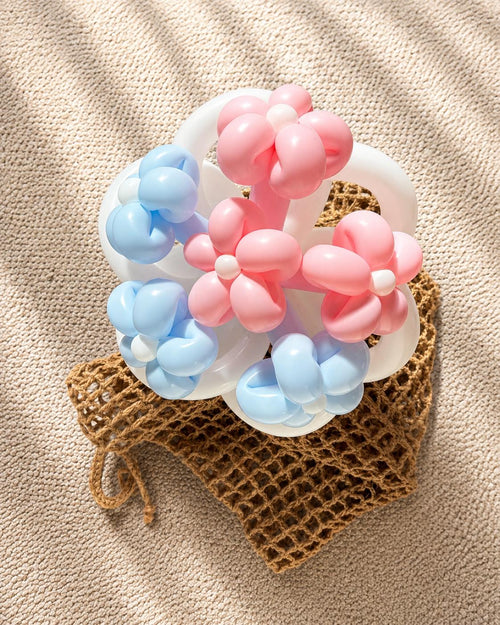 Pink & Blue Daisy Balloon Flower Bouquet