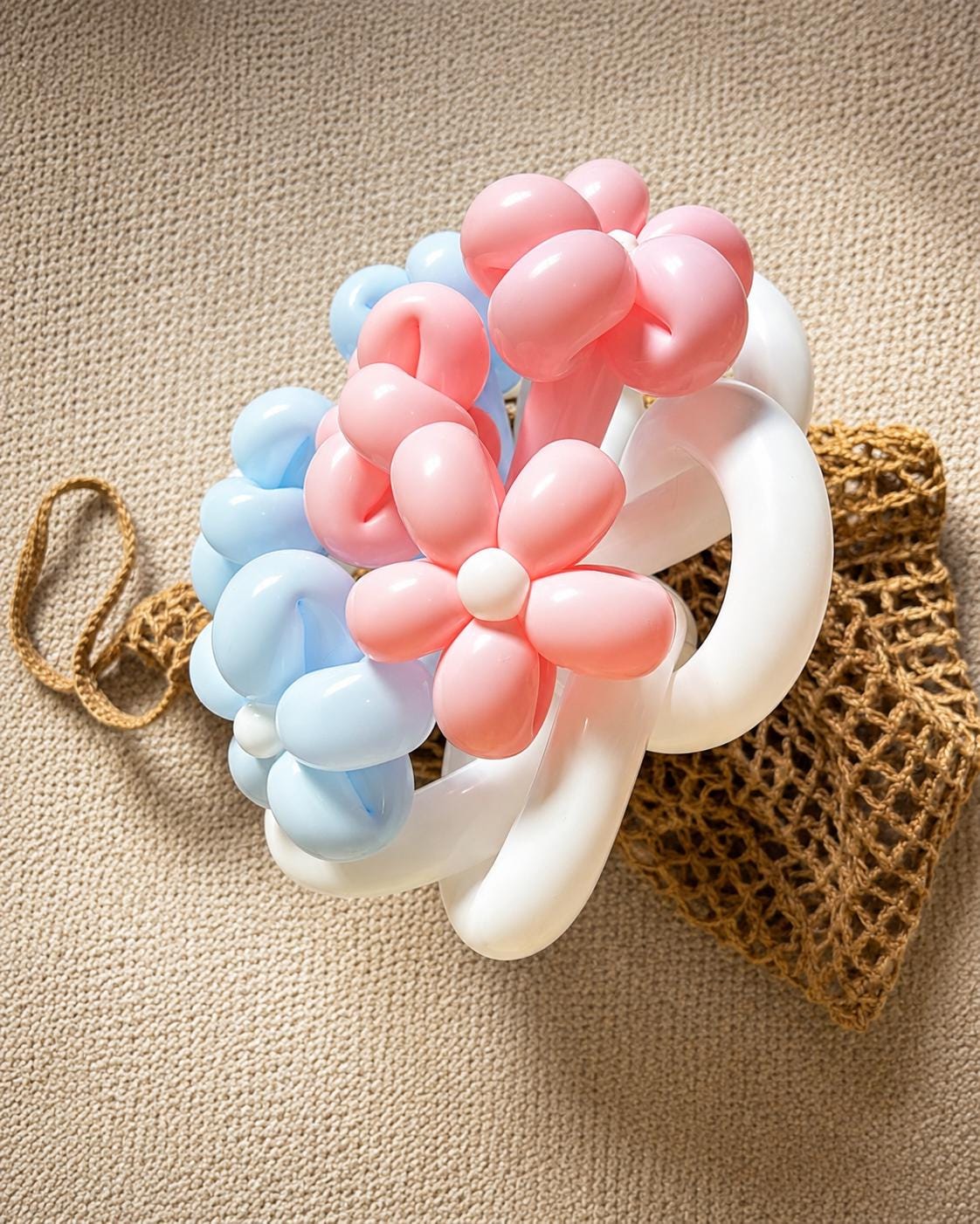 Pink & Blue Daisy Balloon Flower Bouquet