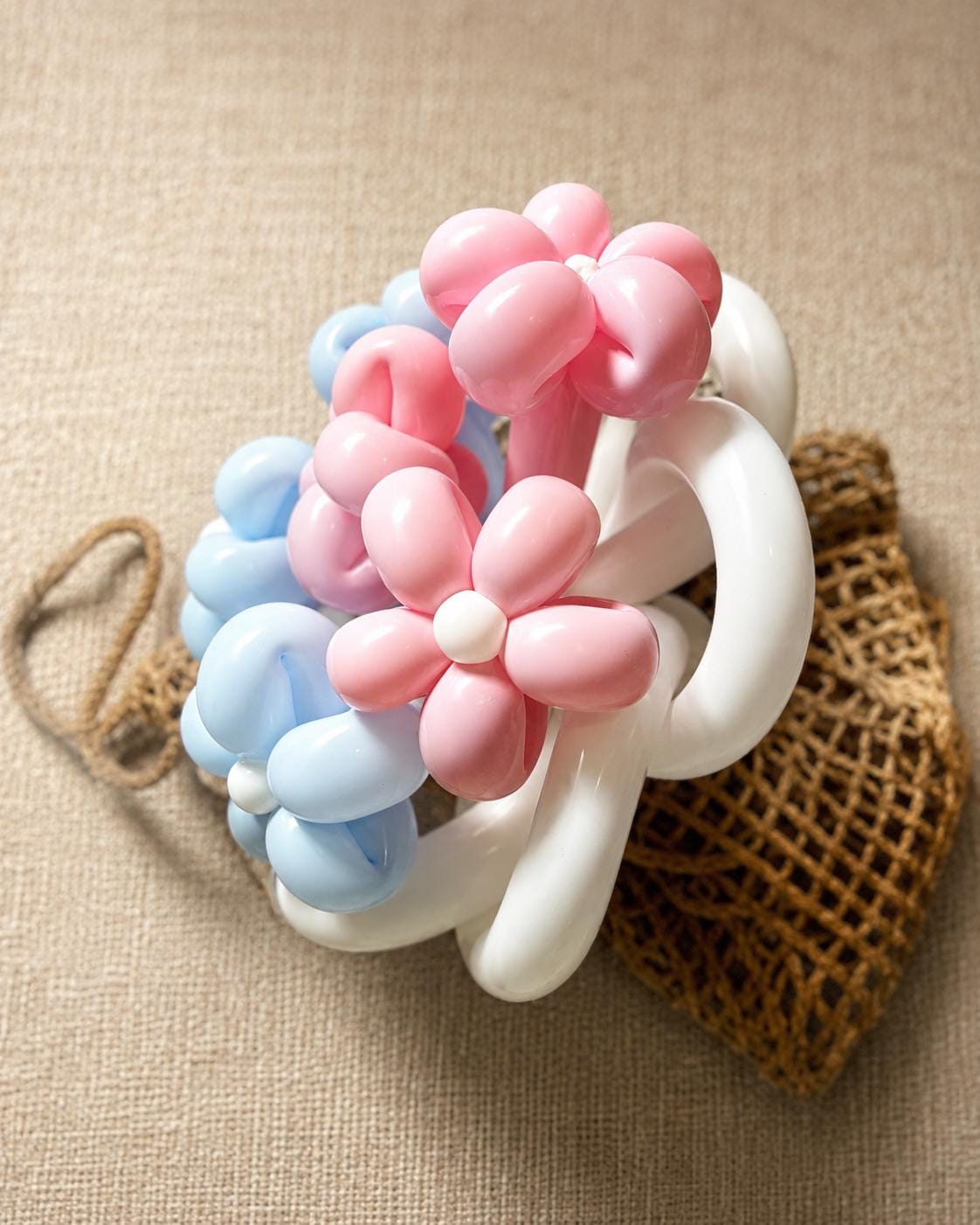 Pink & Blue Daisy Balloon Flower Bouquet