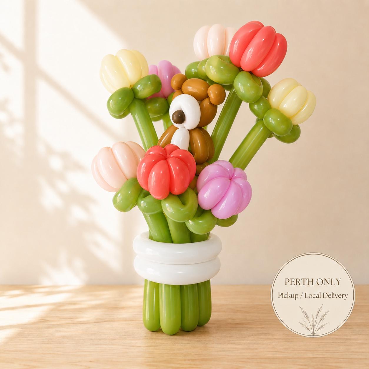 Colourful Teddy Bear Balloon Flower Bouquet