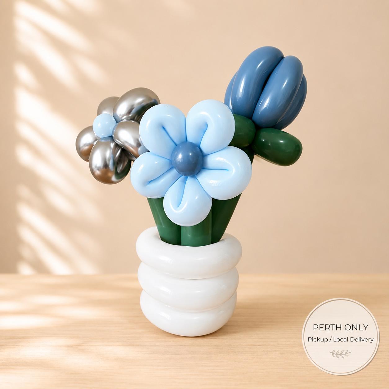 Blue & Silver Balloon Flower Pot
