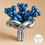 Electric Blue Chrome Teddy Bear Balloon Bouquet