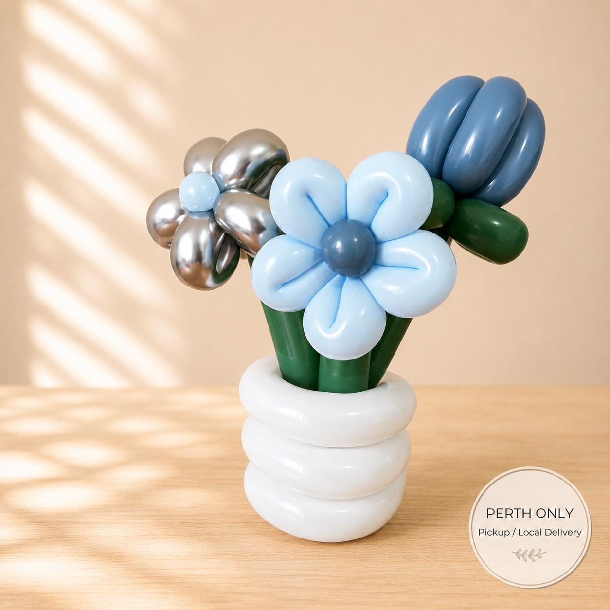 Blue & Silver Balloon Flower Pot