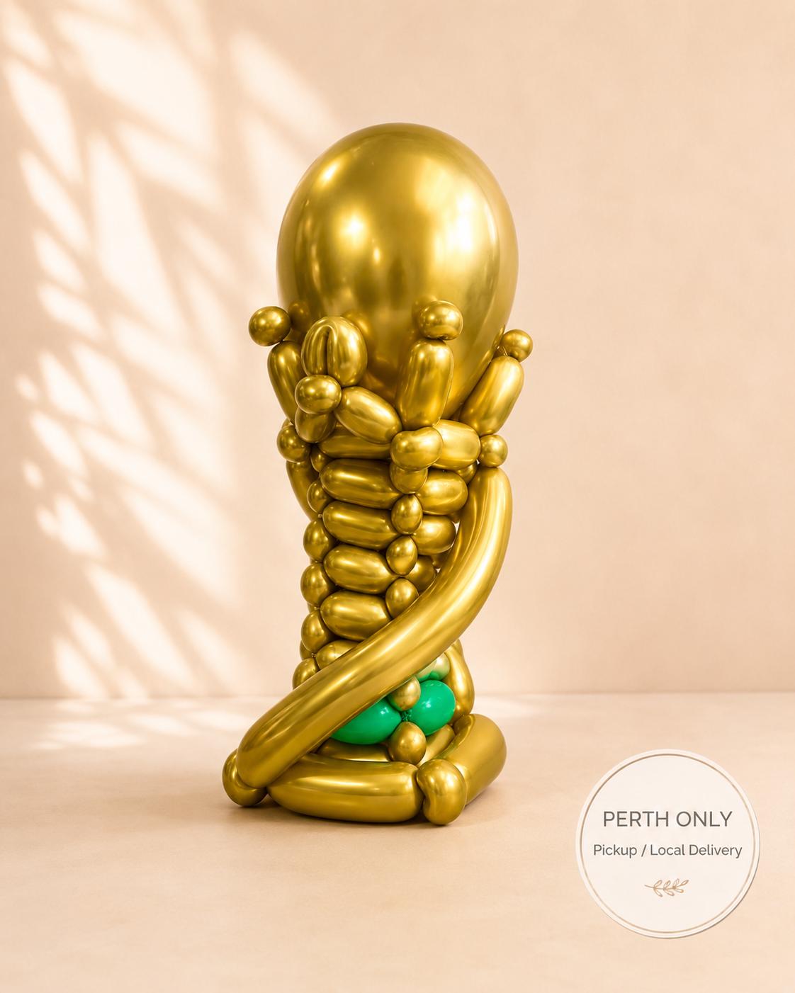 Gold Chrome Football Trophy Sculpture