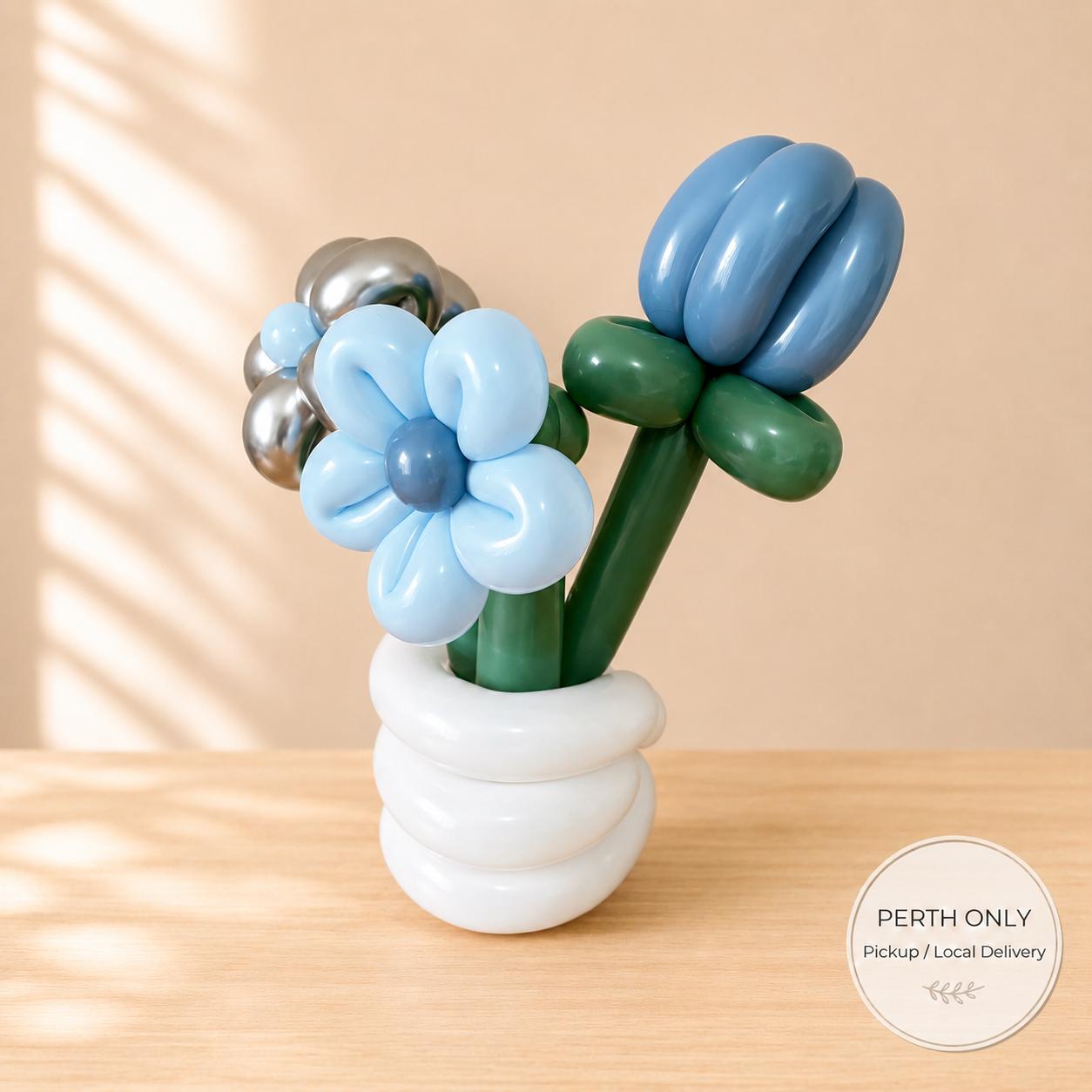 Blue & Silver Balloon Flower Pot