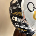 Graduation Bear Balloon Bouquet | Black Gold Congrats Grad Decor Kit