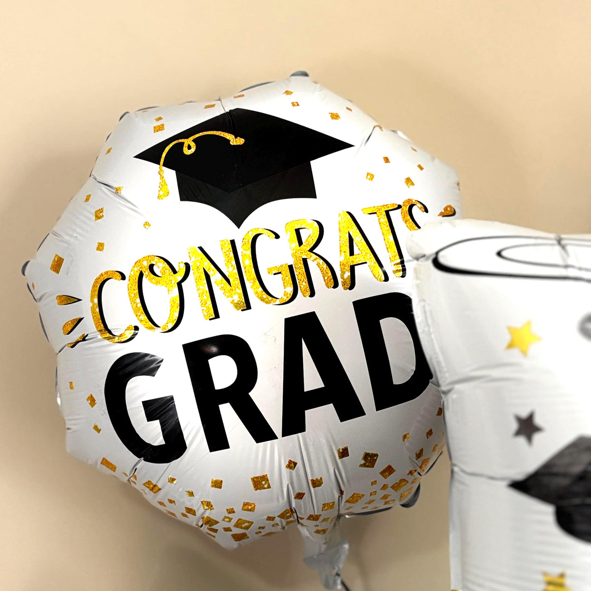 Congrats Grad Balloons Bouquet | Black Gold Confetti Graduation Party Kit | DIY Graduation Balloon Kit