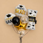 Congrats Grad Balloons Bouquet | Black Gold Confetti Graduation Party Kit | DIY Graduation Balloon Kit