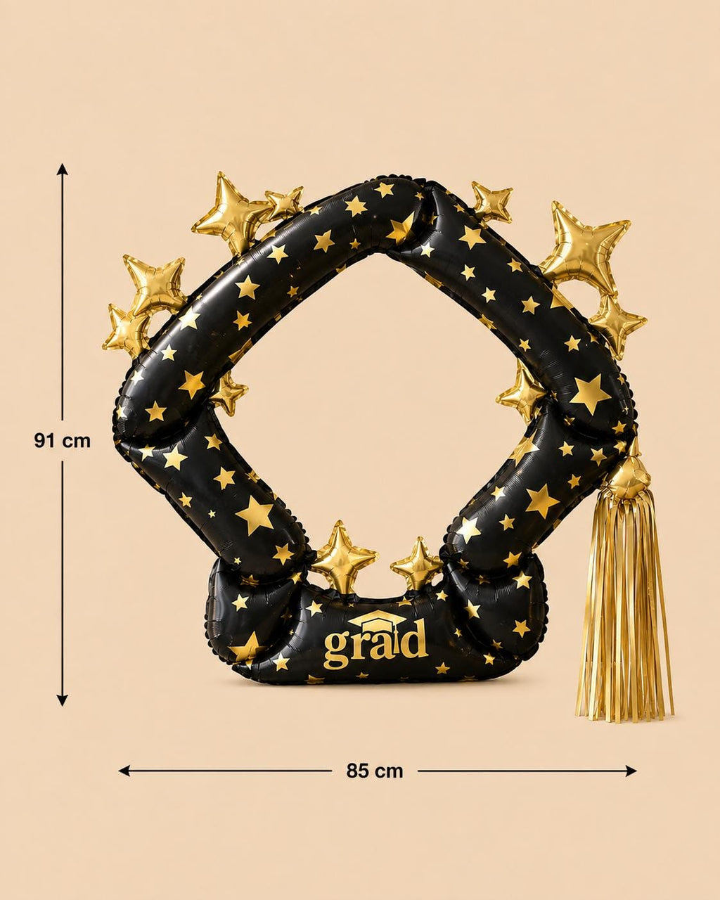 Graduation Balloon Photo Booth Frame, Black & Gold Grad Party Decor, Inflatable Selfie Prop, Graduate Photo Backdrop