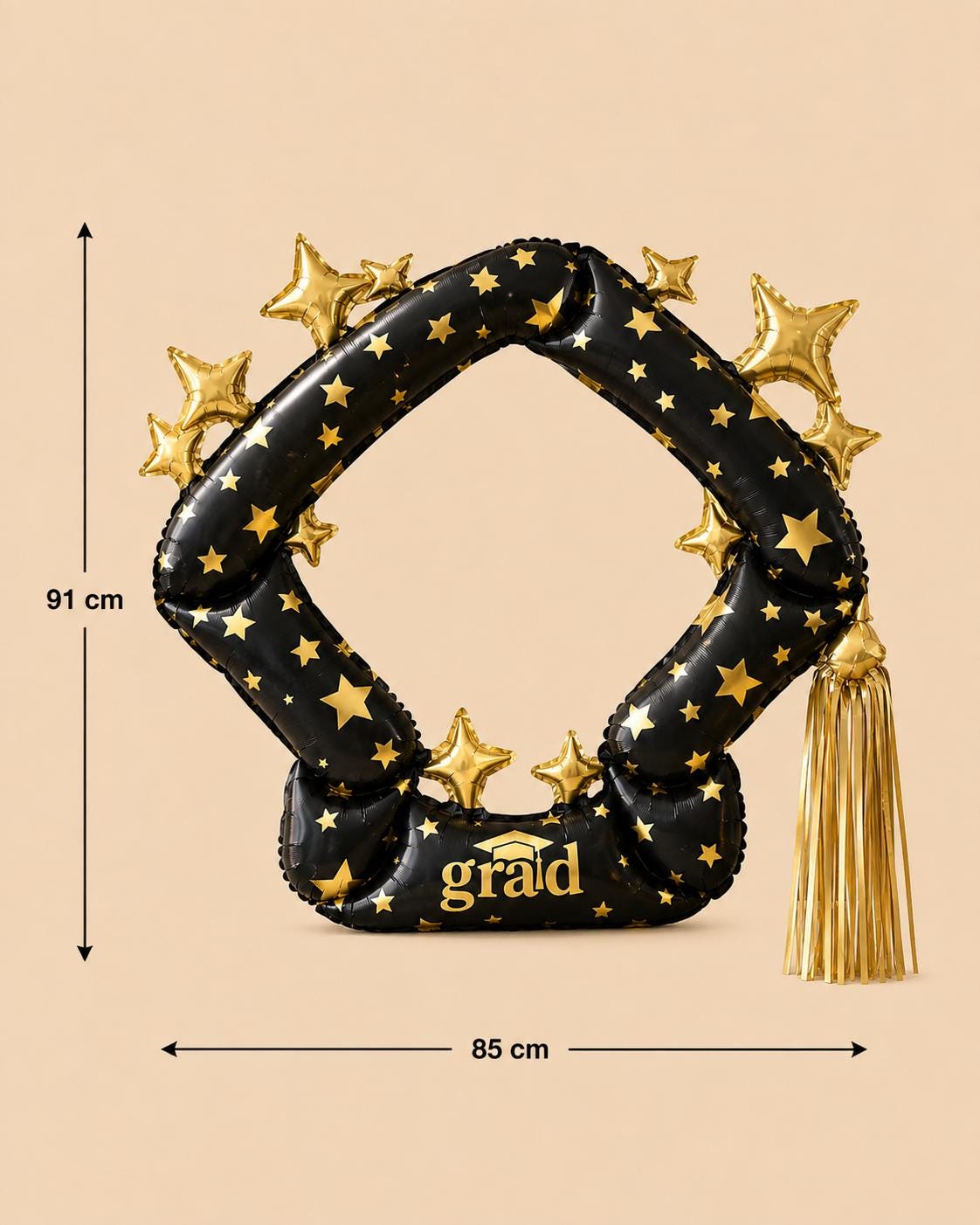 Graduation Balloon Photo Booth Frame, Black & Gold Grad Party Decor, Inflatable Selfie Prop, Graduate Photo Backdrop