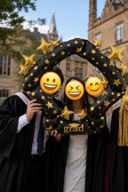 Graduation Balloon Photo Booth Frame, Black & Gold Grad Party Decor, Inflatable Selfie Prop, Graduate Photo Backdrop