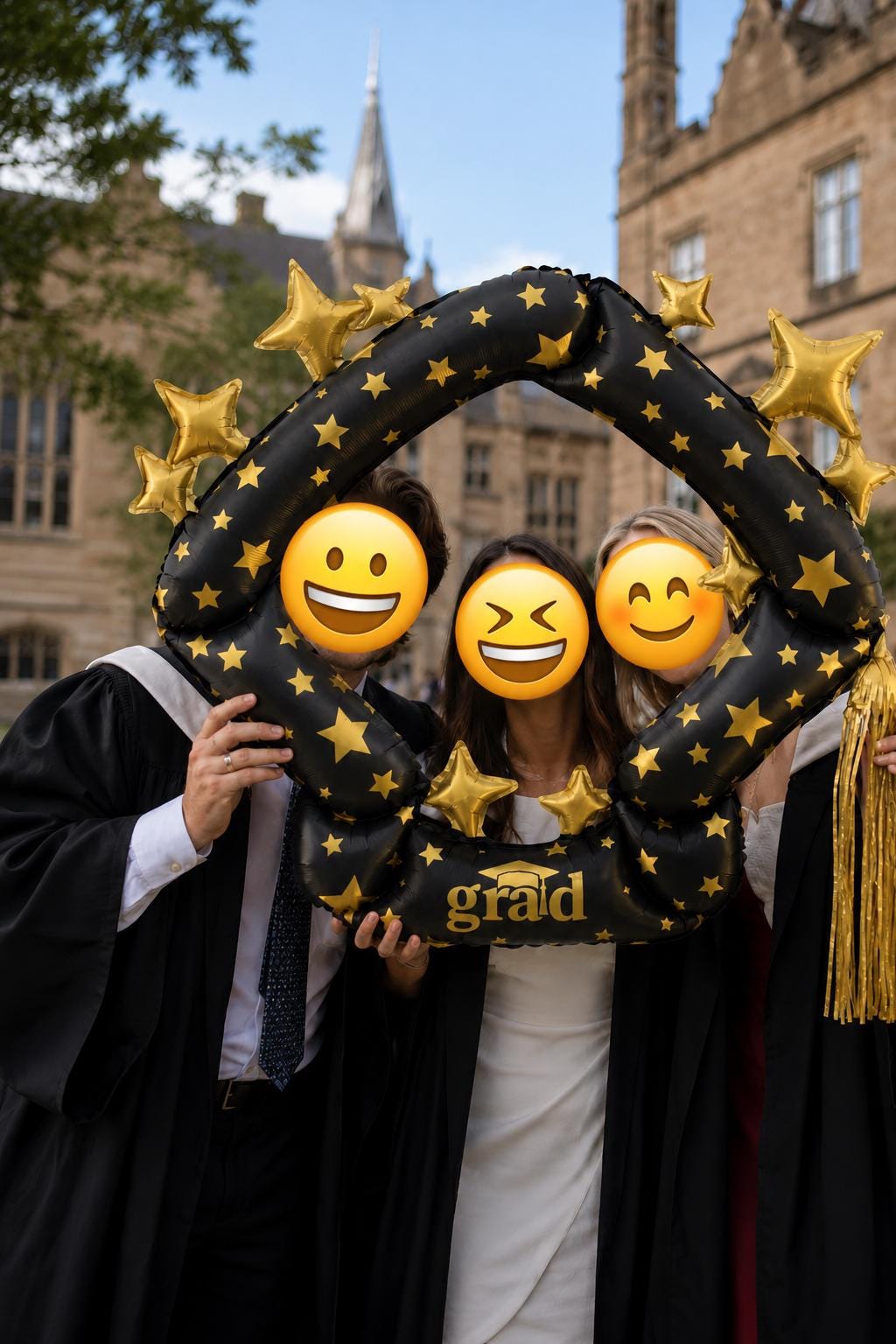 Graduation Balloon Photo Booth Frame, Black & Gold Grad Party Decor, Inflatable Selfie Prop, Graduate Photo Backdrop