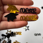 Black & Gold Graduation Confetti | GRAD  and Congrats Table Scatter | Graduation Party Decorations | Caps, Stars  and Diploma Confetti