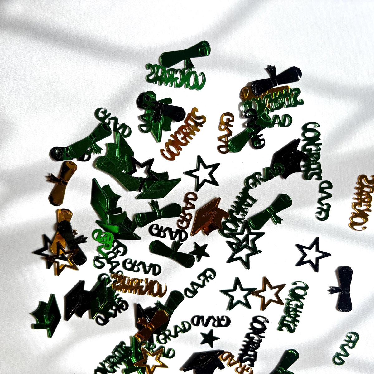 Black & Gold Graduation Confetti | GRAD  and Congrats Table Scatter | Graduation Party Decorations | Caps, Stars  and Diploma Confetti