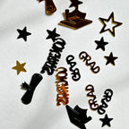 Black & Gold Graduation Confetti | GRAD  and Congrats Table Scatter | Graduation Party Decorations | Caps, Stars  and Diploma Confetti