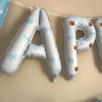 Teddy Bear Happy Birthday Balloon Banner | 16" Foil Letter Balloons | Teddy Bear Birthday Decor