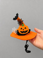 Halloween Pet Witch Hat for Cats, Dogs and Other Pets, Adjustable Halloween Costume Hat, Orange or Black, Pet Photo Prop Australia