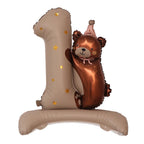 Giant 1st Birthday Balloon Stack | Number 1 Teddy Bear Balloon | Baby Birthday Decor | Freestanding First Birthday Party Decoration