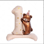 Giant 1st Birthday Balloon Stack | Number 1 Teddy Bear Balloon | Baby Birthday Decor | Freestanding First Birthday Party Decoration