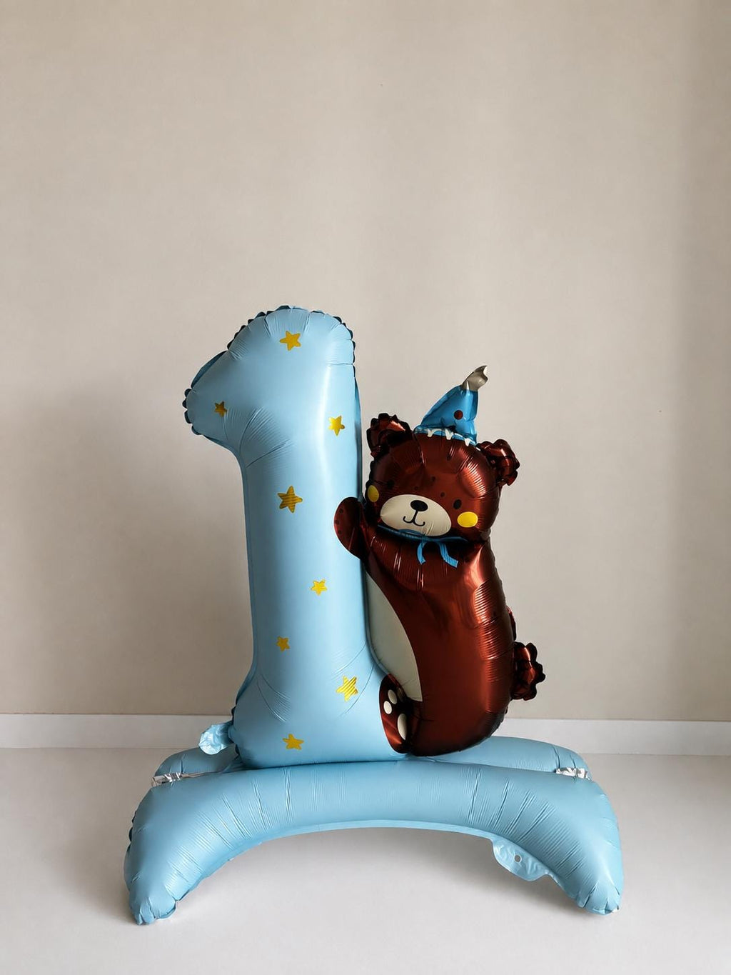 Giant 1st Birthday Balloon Stack | Number 1 Teddy Bear Balloon | Baby Birthday Decor | Freestanding First Birthday Party Decoration