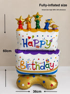 Giant Birthday Cake Balloon Stack – Fun Birthday Party Decoration | Freestanding Foil Balloon Cake Centrepiece | Birthday Balloon Display