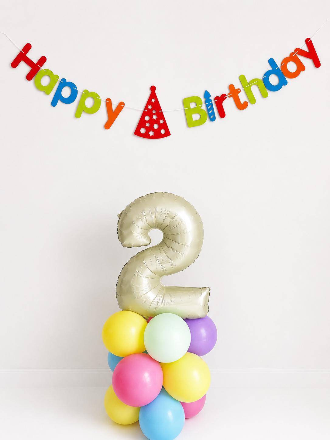 Pastel Terrible TWO Birthday Balloon Stack | 2nd Birthday Decor | Kid's Birthday Party Decor