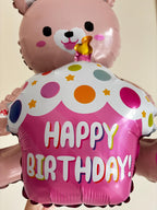 Happy Birthday Bear Balloon | Pink Teddy Bear Foil Balloon | Birthday Party Decor |  Kids Birthday Gift | Perth Balloons