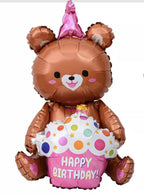 Happy Birthday Bear Balloon | Pink Teddy Bear Foil Balloon | Birthday Party Decor |  Kids Birthday Gift | Perth Balloons
