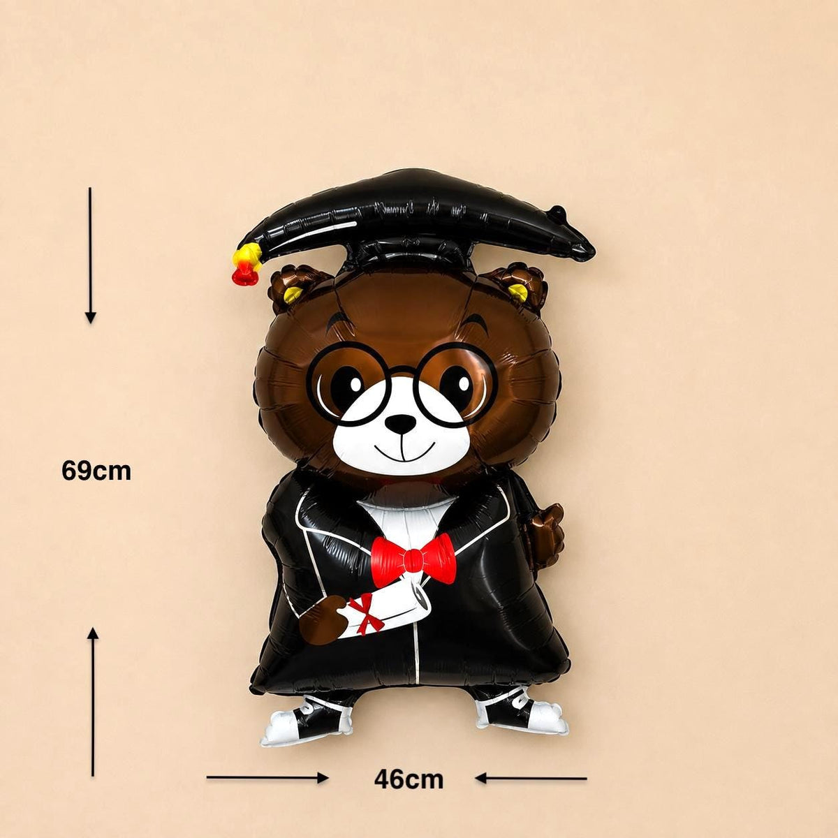 Graduation Bear Balloon Bouquet | Black Gold Congrats Grad Decor Kit