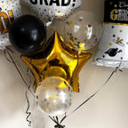 Congrats Grad Balloons Bouquet | Black Gold Confetti Graduation Party Kit | DIY Graduation Balloon Kit