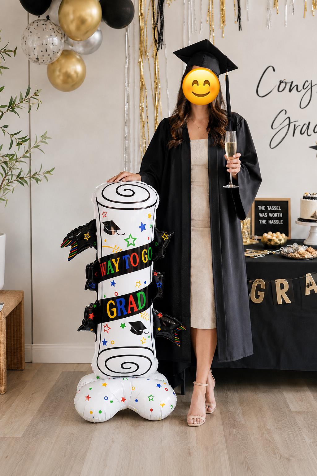 Graduation Balloons, Way To Go Grad Scroll Foil Balloon, Giant Diploma Party Decor, College Graduation Party Supply