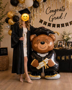Graduation Bear Balloon, Giant Teddy Bear Foil Balloon with Diploma, Grad Party Decor, College Graduation Gift