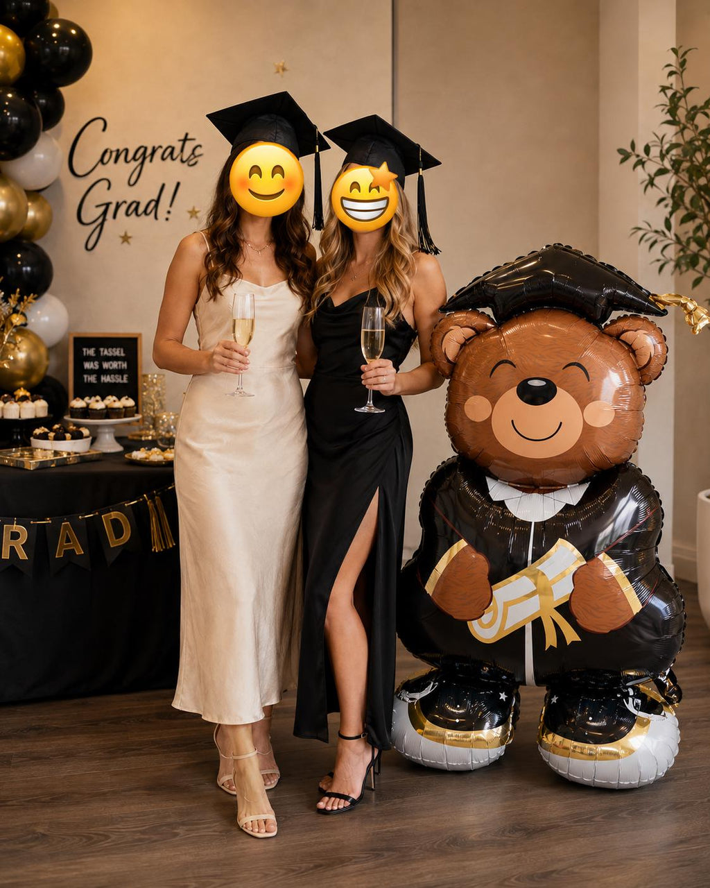 Graduation Bear Balloon, Giant Teddy Bear Foil Balloon with Diploma, Grad Party Decor, College Graduation Gift