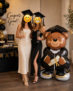 Graduation Bear Balloon, Giant Teddy Bear Foil Balloon with Diploma, Grad Party Decor, College Graduation Gift