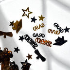 Black & Gold Graduation Confetti | GRAD  and Congrats Table Scatter | Graduation Party Decorations | Caps, Stars  and Diploma Confetti