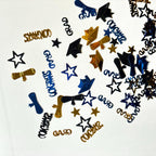 Black & Gold Graduation Confetti | GRAD  and Congrats Table Scatter | Graduation Party Decorations | Caps, Stars  and Diploma Confetti