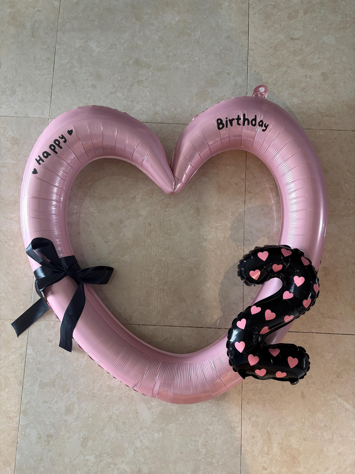 Peach Heart and Number 2 Balloon Stack, 2nd Birthday Decor, Kids Birthday Photo Prop, Photobooth Prop