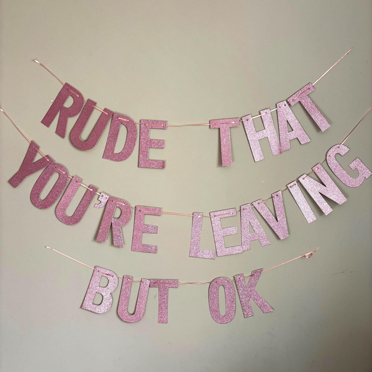 Funny Farewell and Going Away Party Decoration | Pink Glitter Banner | Last Day at work | Retirement Party | Graduation Party Decor