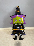 Halloween Foil Balloons, Standing Pumpkin, Witch, Skeleton, Spider Decorations (Set of 5)