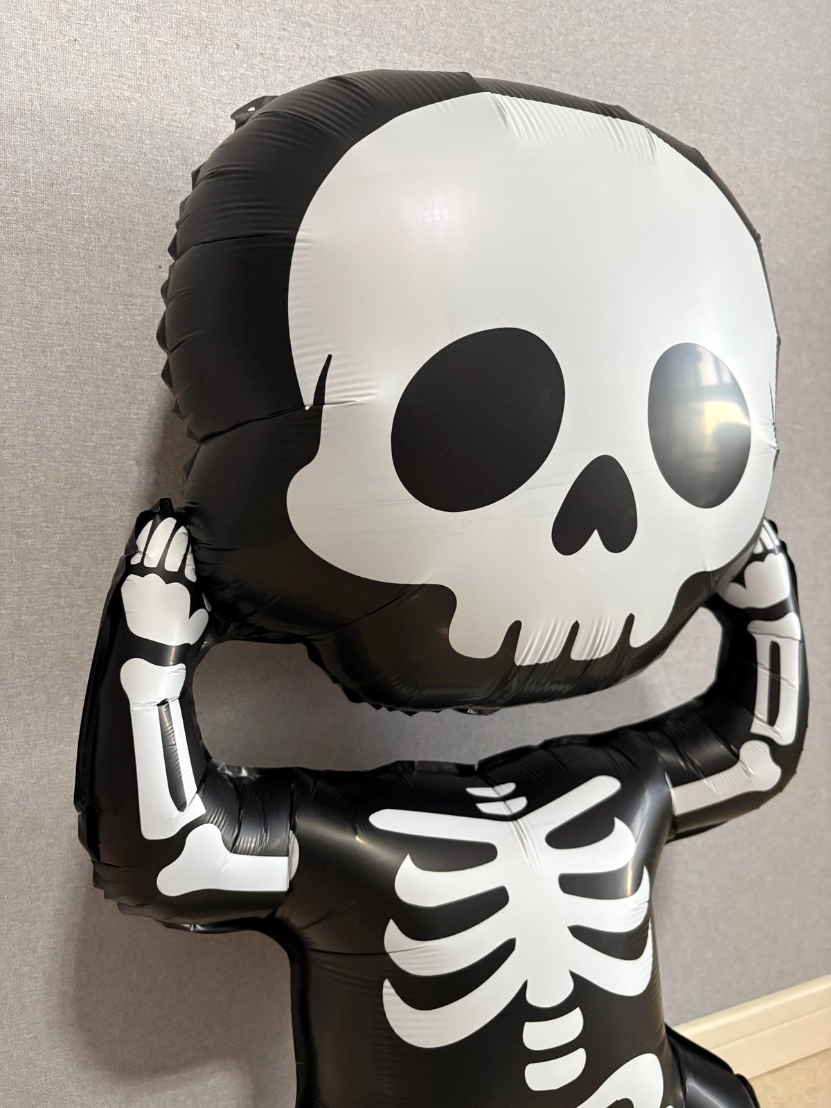 Giant Skeleton Foil Balloon – Black & White Halloween Party Decor