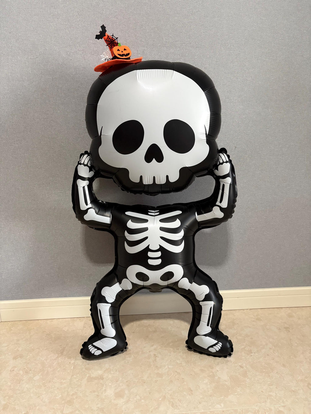 Giant Skeleton Foil Balloon – Black & White Halloween Party Decor