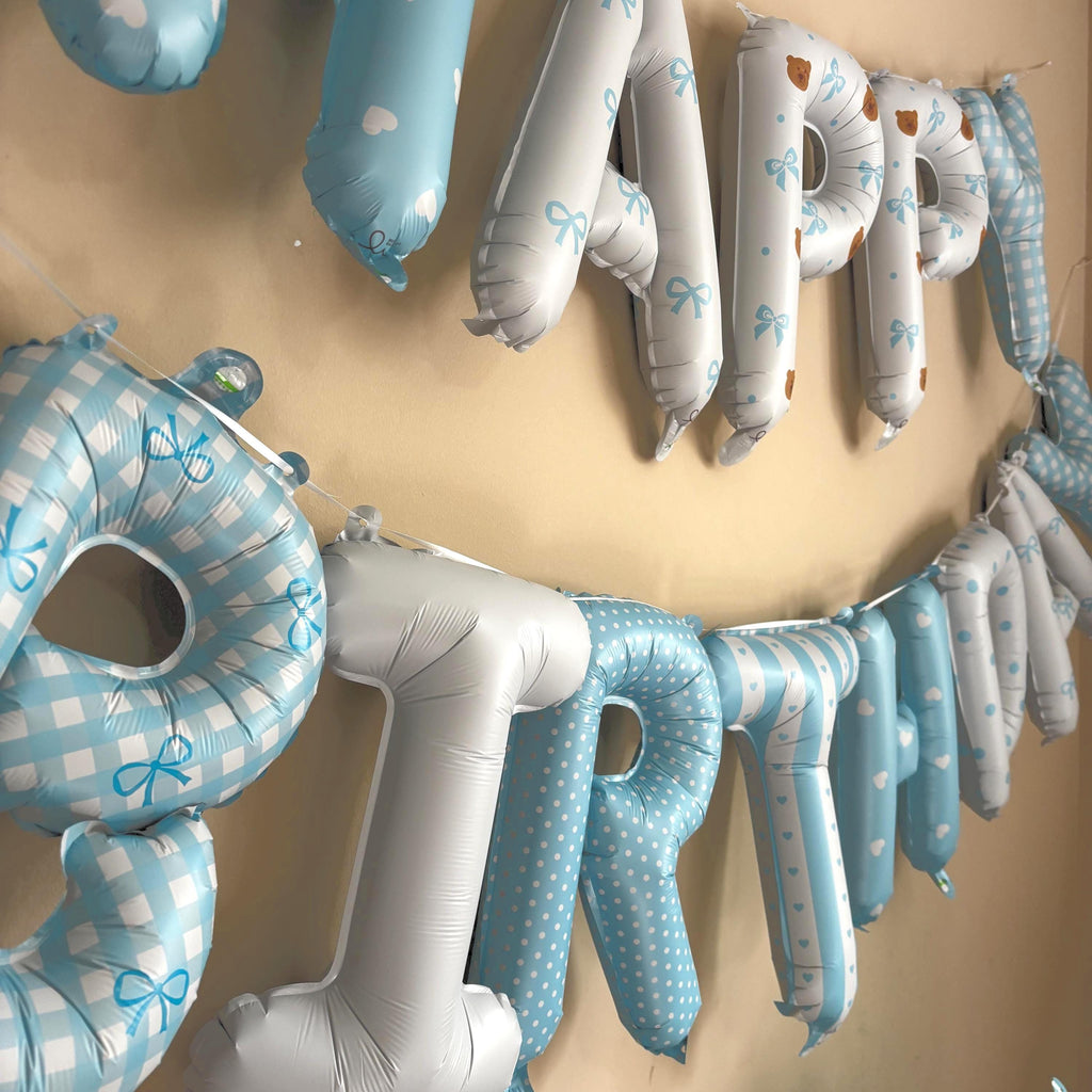 Teddy Bear Happy Birthday Balloon Banner | 16" Foil Letter Balloons | Teddy Bear Birthday Decor