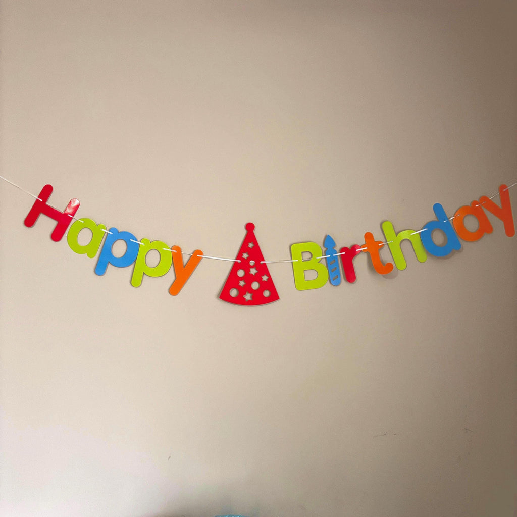 Colourful Happy Birthday Banner | Rainbow Birthday Party Decorations | Kids Birthday Backdrop | Bright Party Decor | Happy Birthday Garland