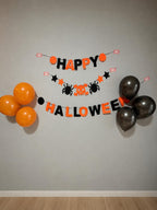 HAPPY HALLOWEEN Garland – Spooky Orange & Black Halloween Party Banner