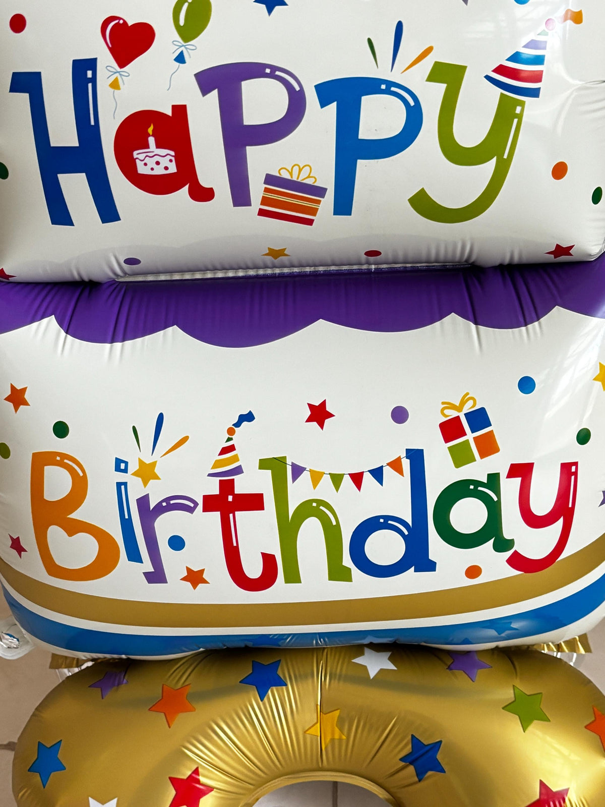 Giant Birthday Cake Balloon Stack – Fun Birthday Party Decoration | Freestanding Foil Balloon Cake Centrepiece | Birthday Balloon Display