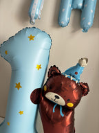 Giant 1st Birthday Balloon Stack | Number 1 Teddy Bear Balloon | Baby Birthday Decor | Freestanding First Birthday Party Decoration