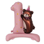Giant 1st Birthday Balloon Stack | Number 1 Teddy Bear Balloon | Baby Birthday Decor | Freestanding First Birthday Party Decoration