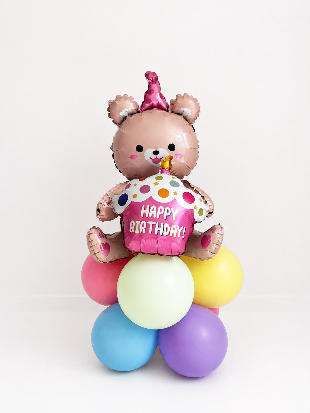 Happy Birthday Bear Balloon | Pink Teddy Bear Foil Balloon | Birthday Party Decor |  Kids Birthday Gift | Perth Balloons